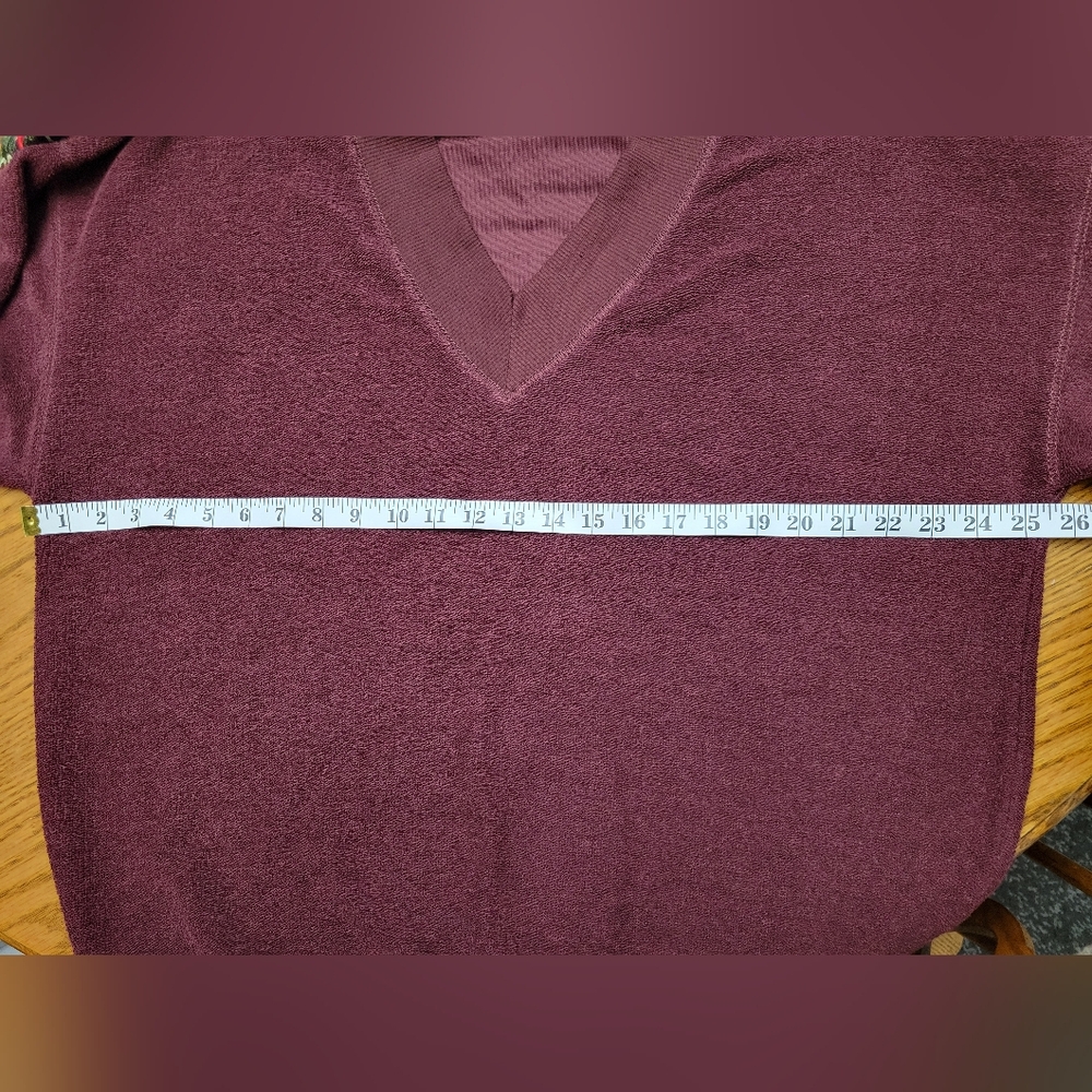 BDG Urban Outfitters V-Neck Oversized Sweatshirt French Terry Burgundy Large - Picture 7 of 8